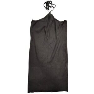 Tillys Full Tilt Halter Top Women's XXL Black Ribbed Knit Sleeveless Tie Neck